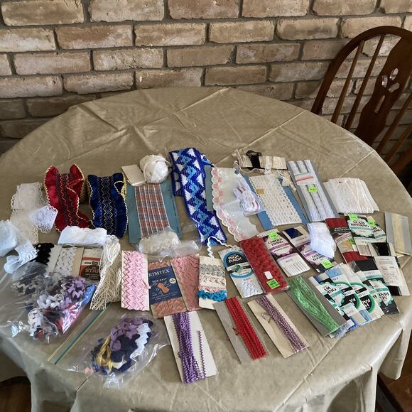Sewing Trims Lot Lace Rick Rack Assorted Vintage Ribbon Yardage mixed huge lot - Picture 4 of 14